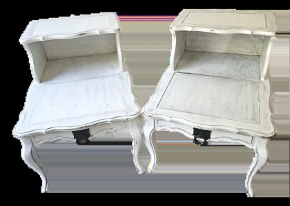 A Restored Pair French Country Chic Two-Tier Side Tables
