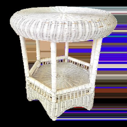 Early 20th Century Antique Round Wicker Victorian Accent Table